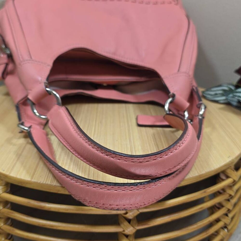 Coach Madison Maggie Woven Leather Shoulder Bag Salmon Pink F23385 Leather - Picture 12 of 16